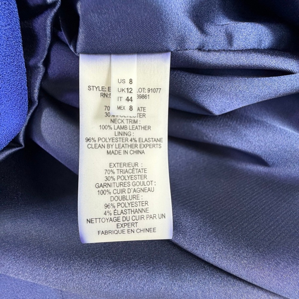 Elie Tahari Royal Blue Sheath Dress Asymmetrical Neck Career Work Cocktail‎ Sz 8 - Picture 14 of 16